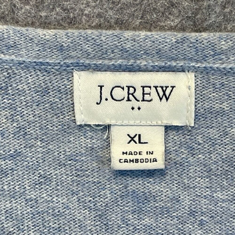 J. CREW Sweater Women's XL‎ Heather Blue V-Neck Pullover Long Sleeve Wool Blend - Picture 4 of 11